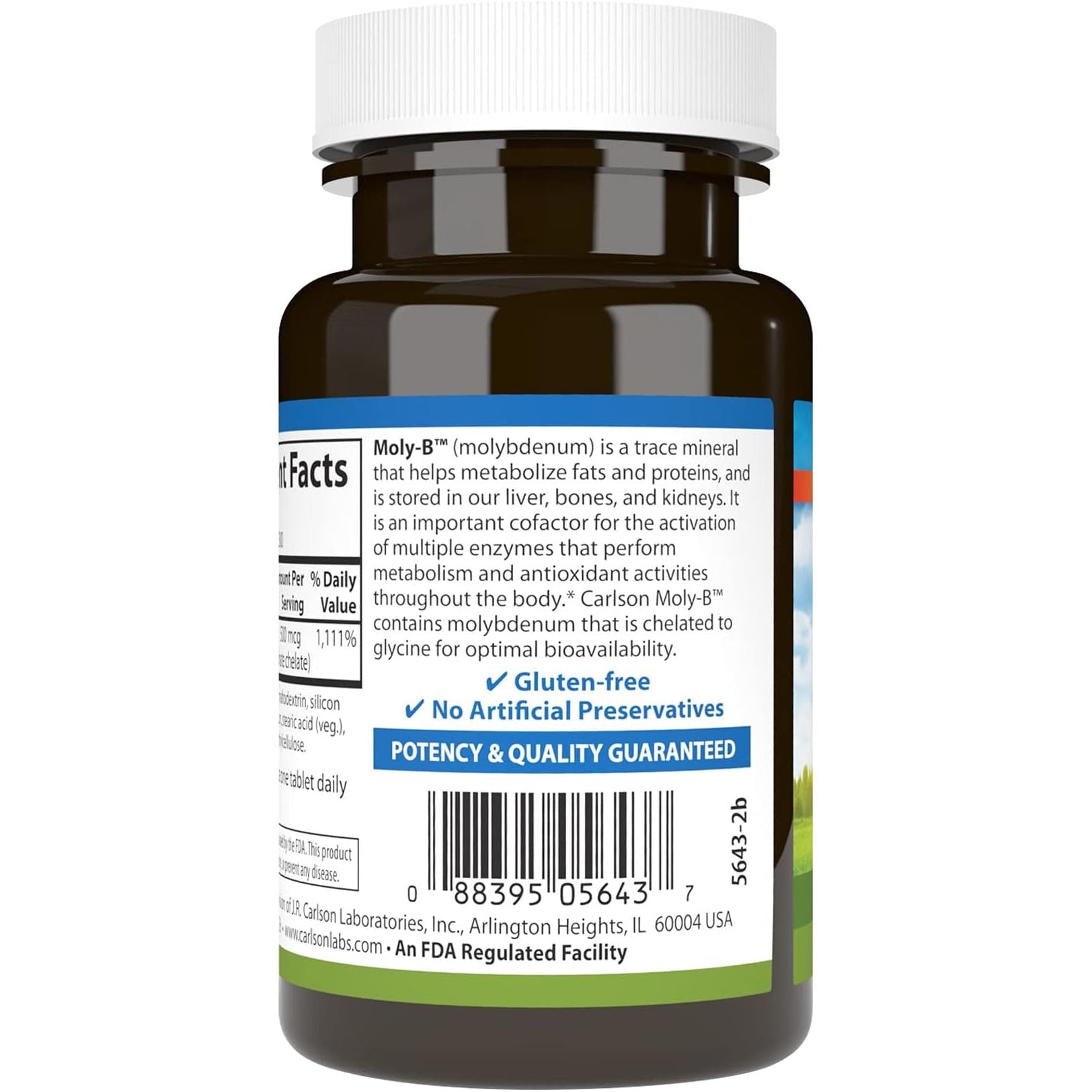 Carlson - Moly-B, Chelated Molybdenum Supplements, Metabolism Support & Enzyme Activation 300 Tablets