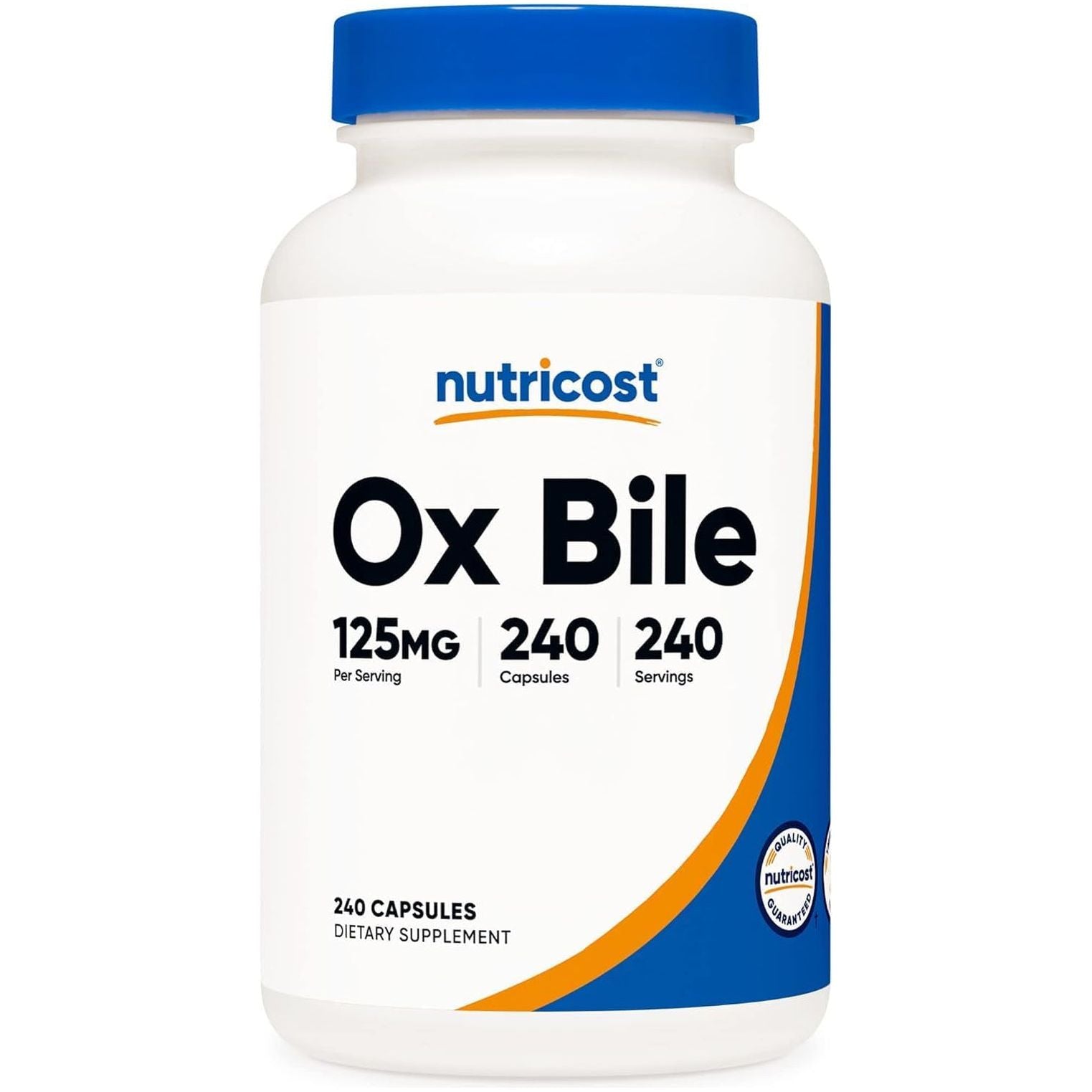 Nutricost Ox Bile Capsules 125Mg, 240 Capsules - Non-Gmo