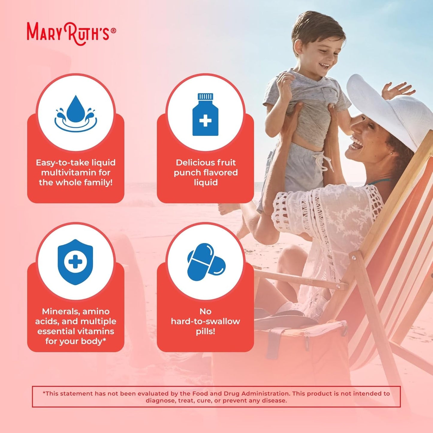 Maryruth Organics Multivitamin for Women Men & Kids | Energy & Beauty Booster Multimineral | 32 Fl Oz