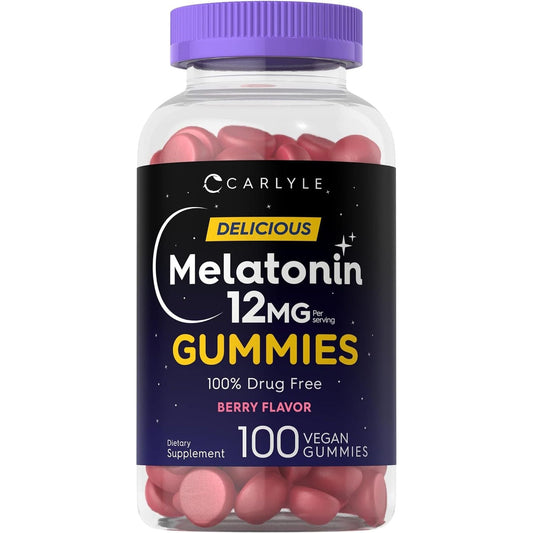 Carlyle Melatonin Gummies 12Mg | 100 Count | Berry Flavor 