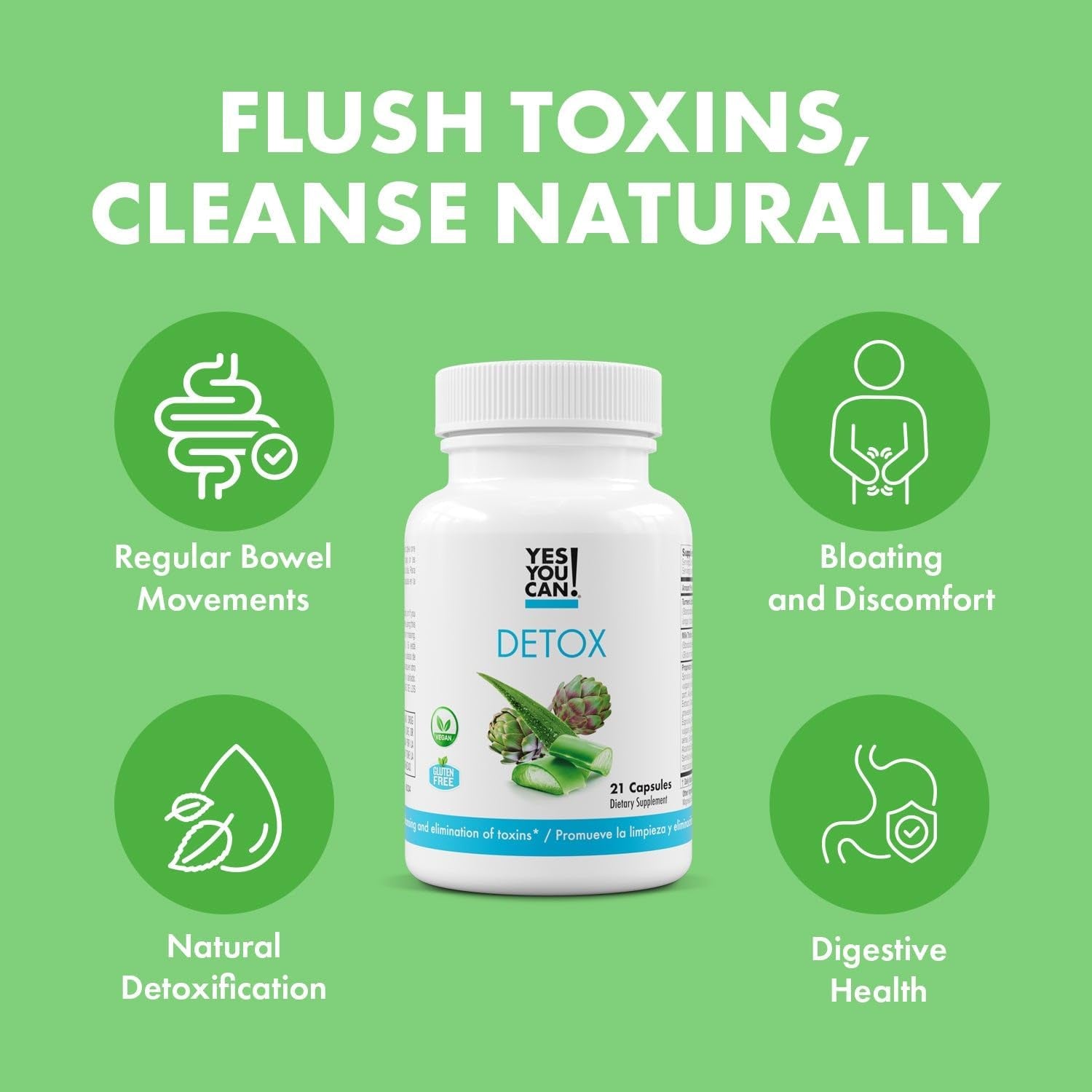 Yes You Can! Natural Detox Pills - Diuretic Cleanse with Electrolytes & Vitamins 21 Capsules