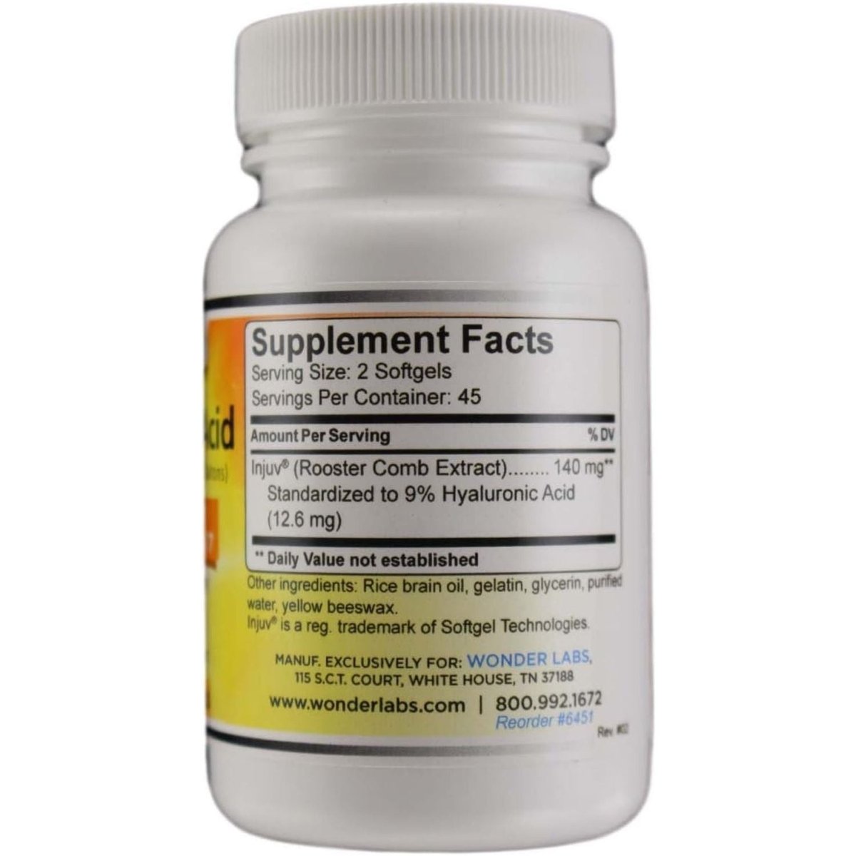 120 Mg Hyaluronic Acid Rooster Comb Extract, Made from Injuv Rooster Comb Extract (90) - Suppviv
