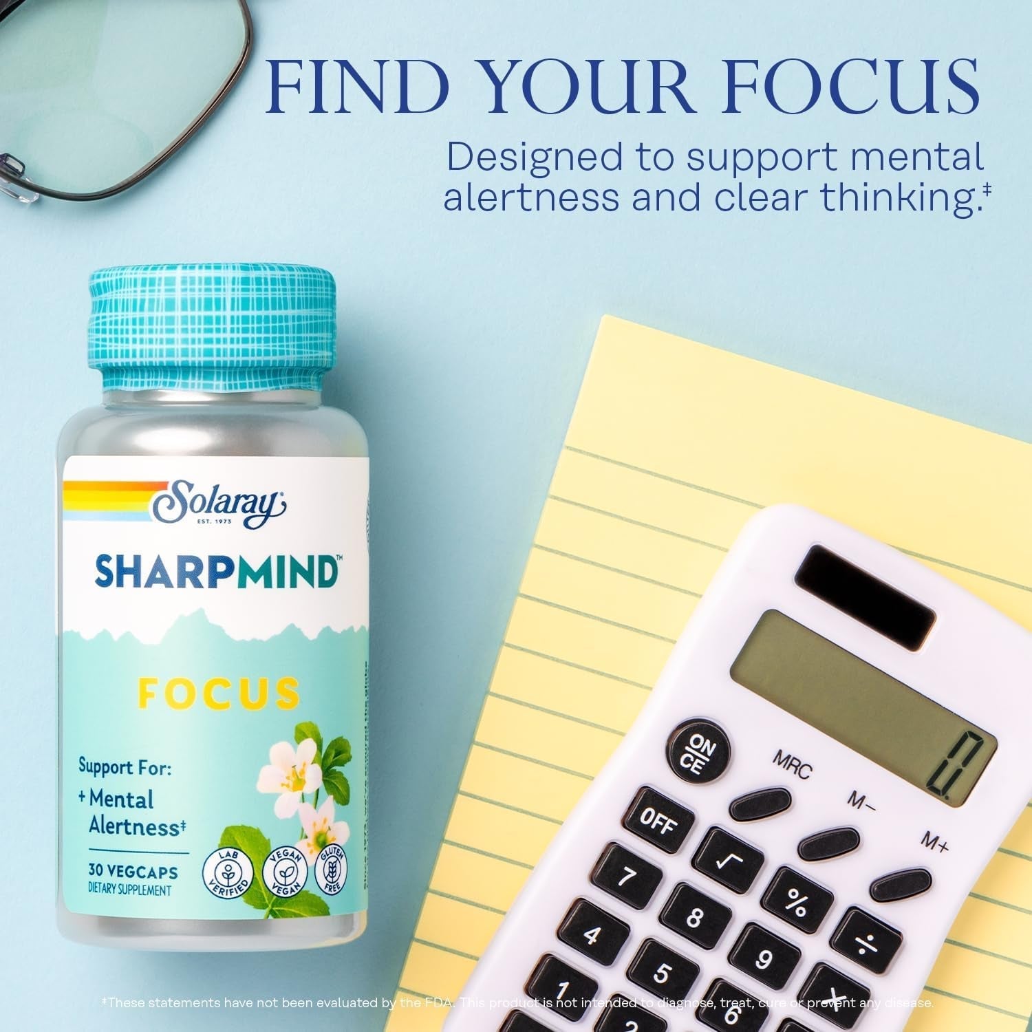 SOLARAY Sharpmind Focus, Mental Alertness Nootropic Supplement, 30 Servings