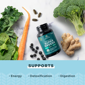 Ancient Nutrition Super Greens with Probiotics, Organic Superfood Tablets 30 Servings, 90 Count