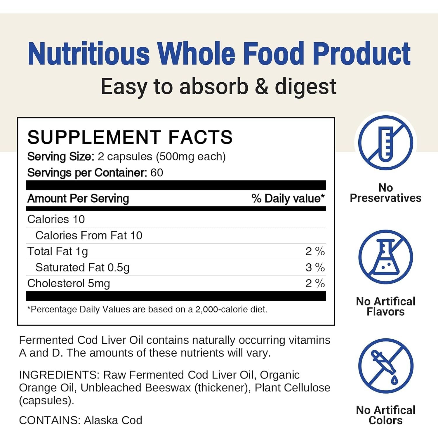 Green Pasture Fermented Cod Liver Oil Orange Flavor 120 Caps