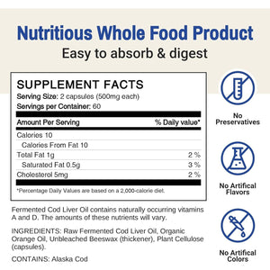 Green Pasture Fermented Cod Liver Oil Orange Flavor 120 Caps
