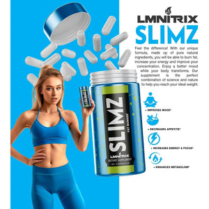 SLIMZ Fat Burner & Mood Enhancer - Weight Loss Supplement 90 Capsules