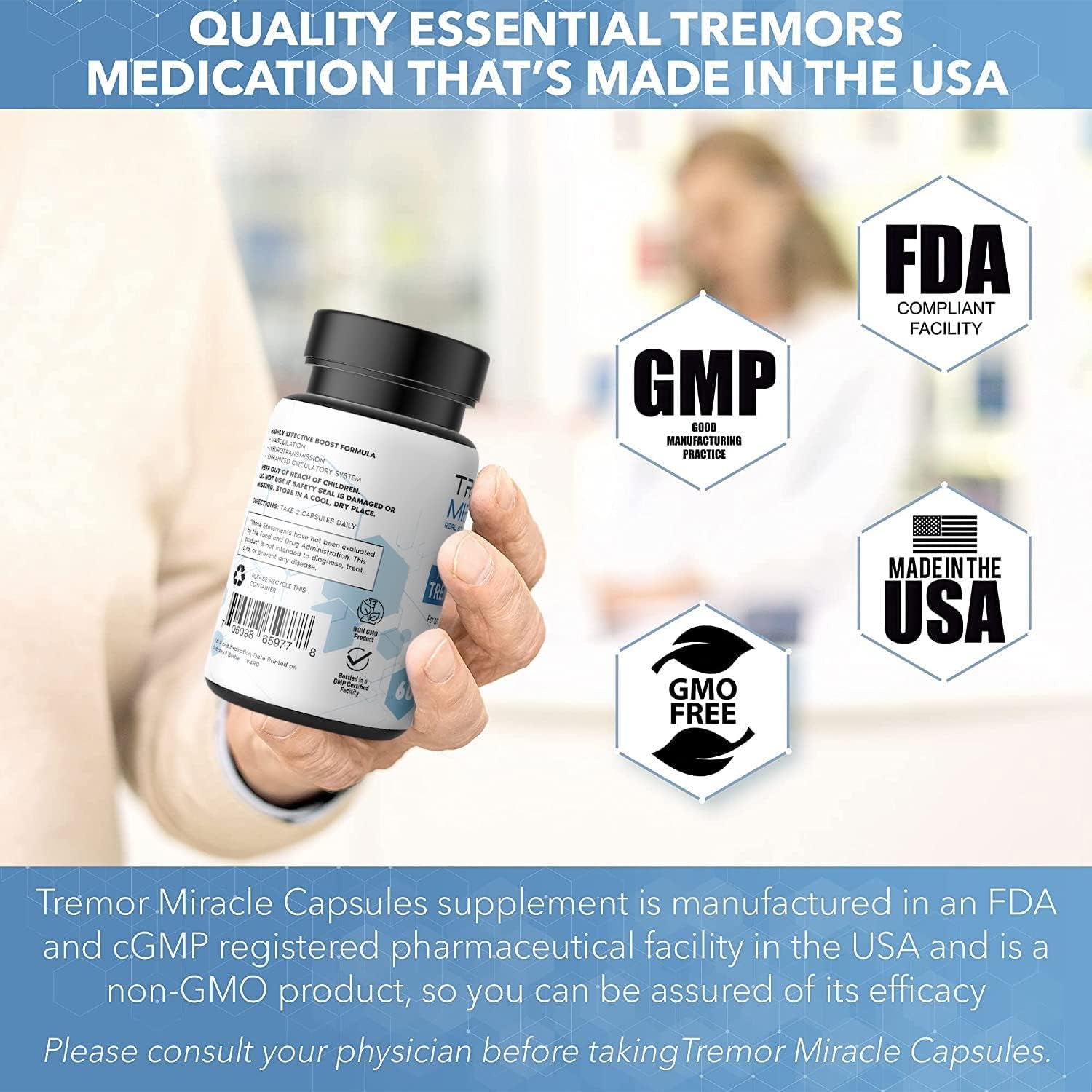 Tremor Miracle Capsules - Essential Tremor Herbal Capsule Supplement for Hands, Legs, Feet, Head Tremors