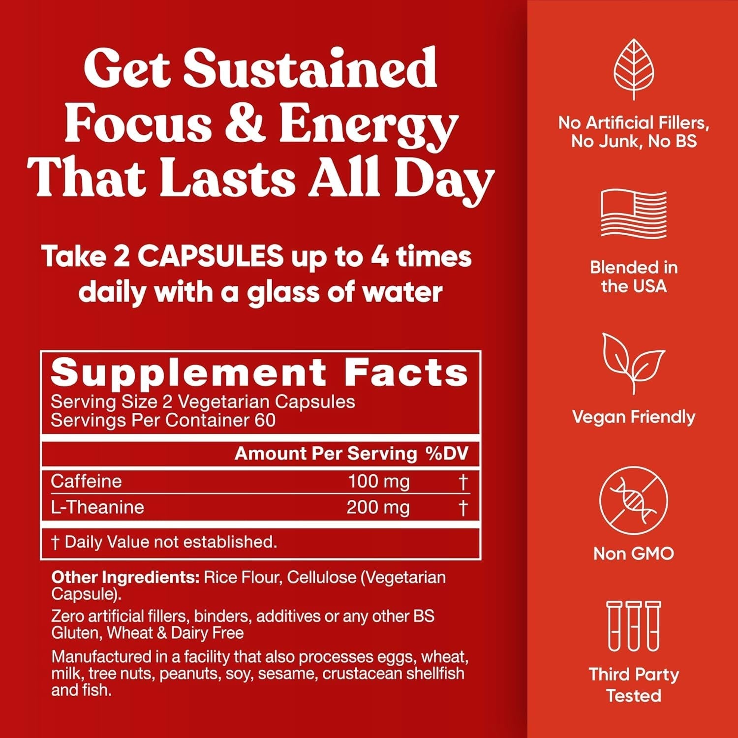 Elite Caffeine Pills with L-Theanine – Jitter-Free Focused Energy Supplements 120 Soft Capsules
