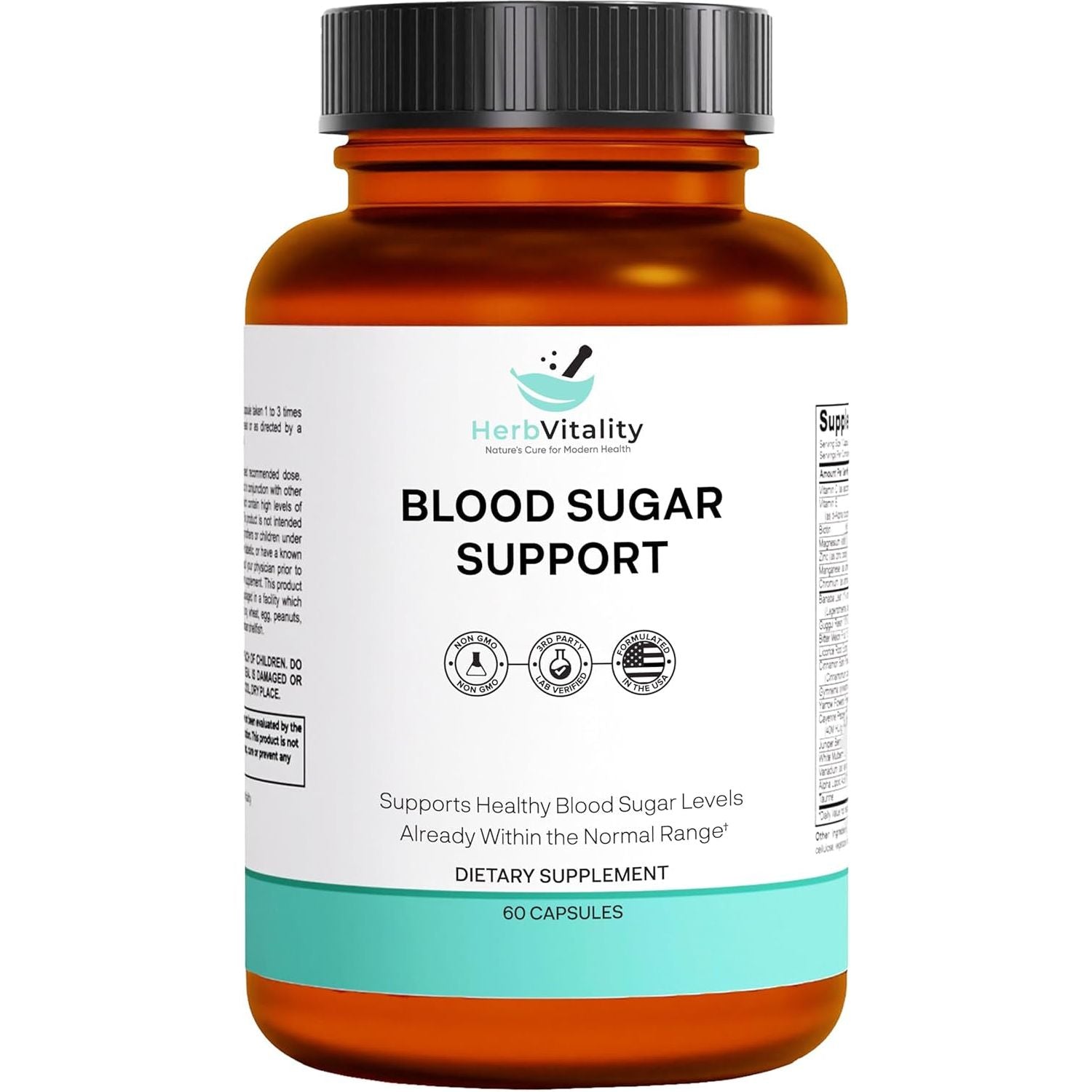 Blood Sugar Support Supplement with Cinnamon, Bitter Melon – Supports Healthy Blood Sugar Levels - 60 Capsules