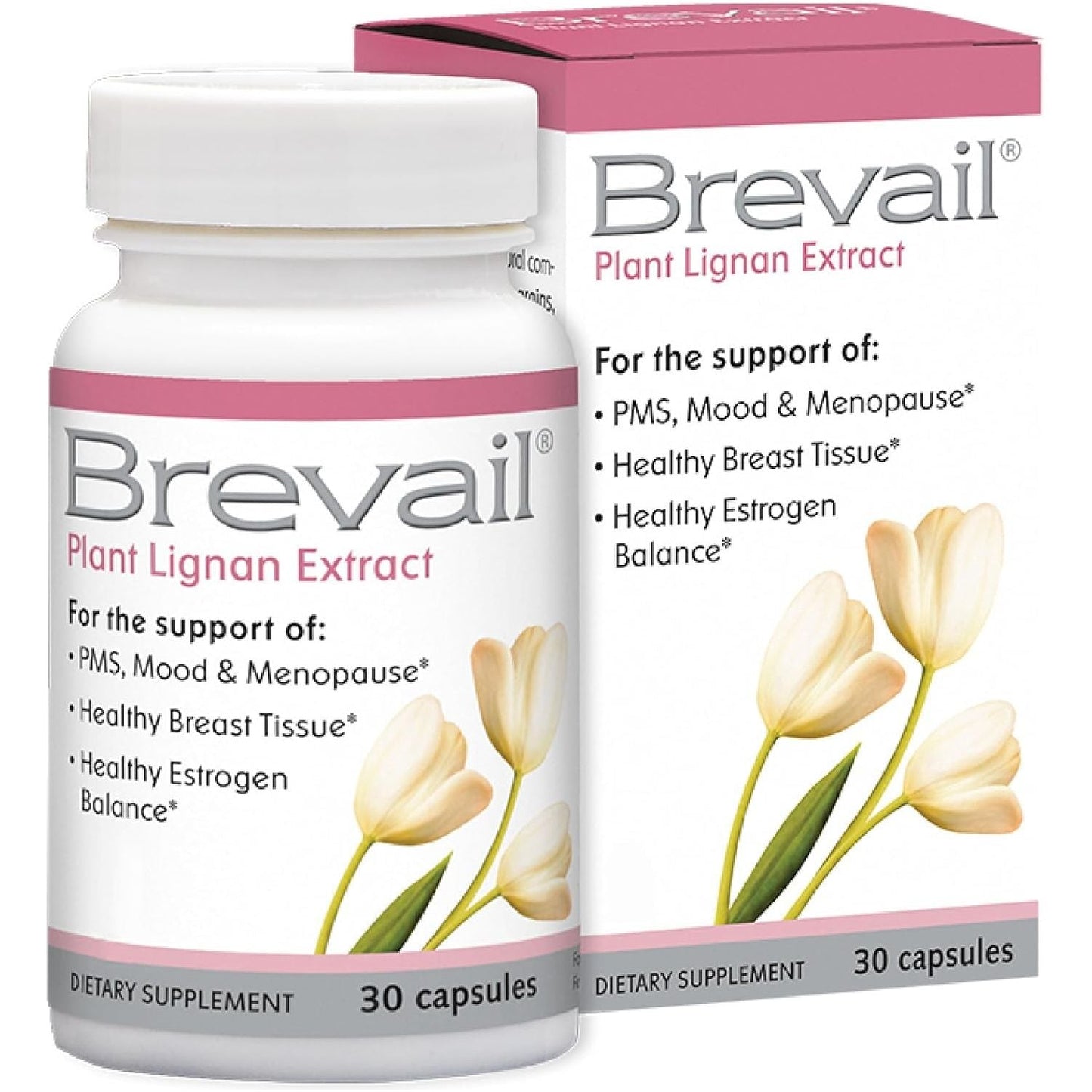 Brevail Plant Lignan Extract Capsules, Proactive Breast Health Supplement for Healthy Estrogen Balance and PMS Mood Support Pills, 30 Count