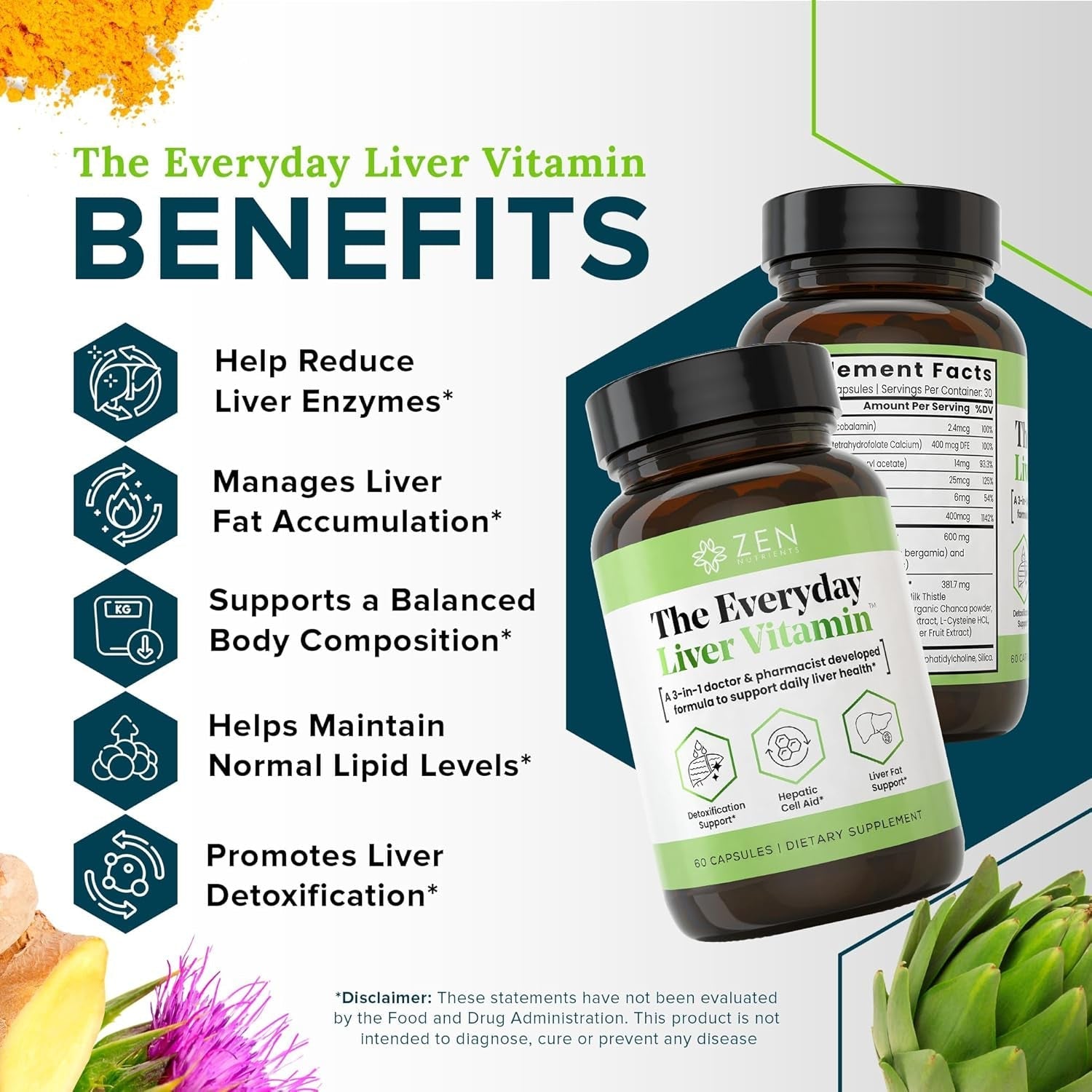 Zen Nutrients the Everyday Liver Vitamin - Liver Cleanse Detox & Repair