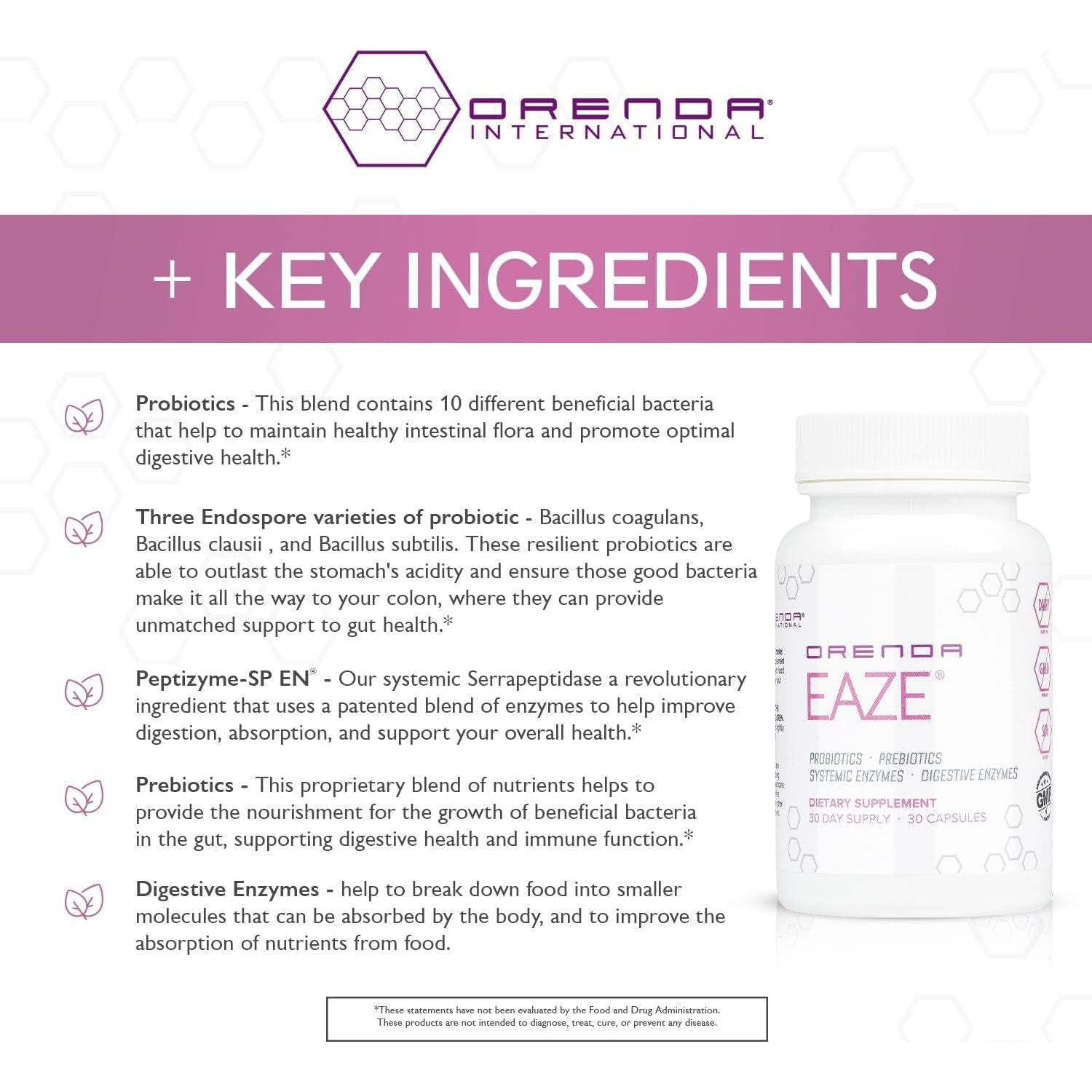 Orenda Eaze®: Gut Wellness Capsules | 6-In-1 Digestive Support - Elevate Your Gut Health Today - 30 Capsules