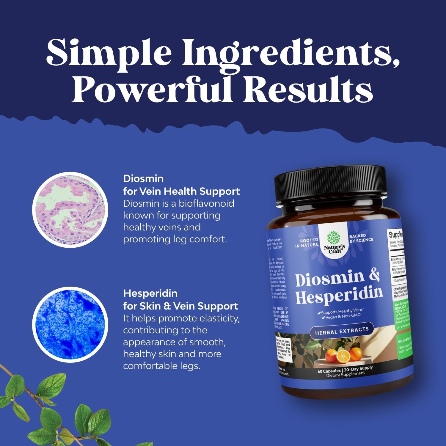 Diosmin Hesperidin 1000Mg Complex - from Bitter Orange for Vein Support (1 Month Supply)