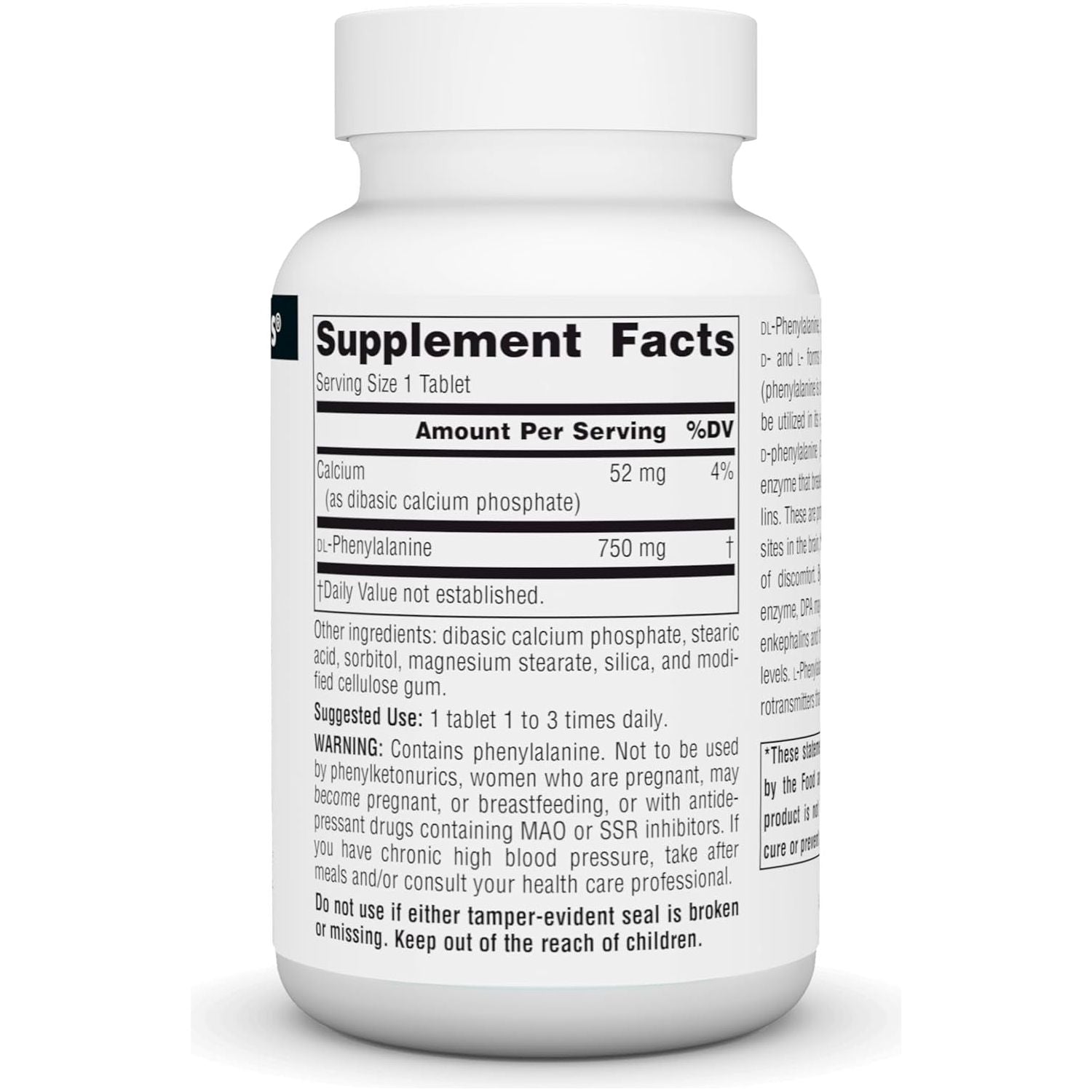Source Naturals DLPA Dl-Phenylalanine* - 750 Mg - 60 Tablets