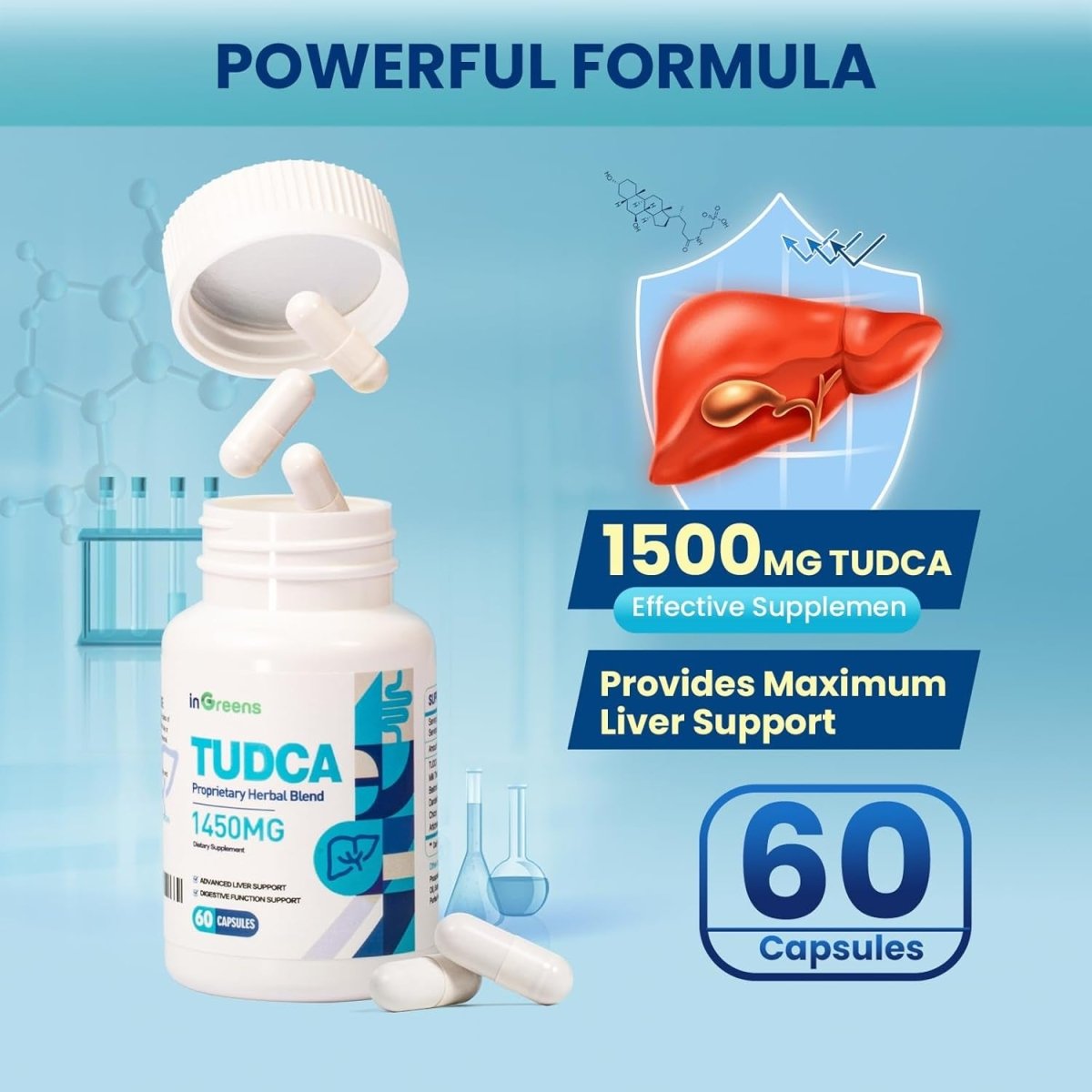 1450MG TUDCA Liver Supplement, Bile Salts Liver Support Supplement Complex, 60 Capsules - Suppviv
