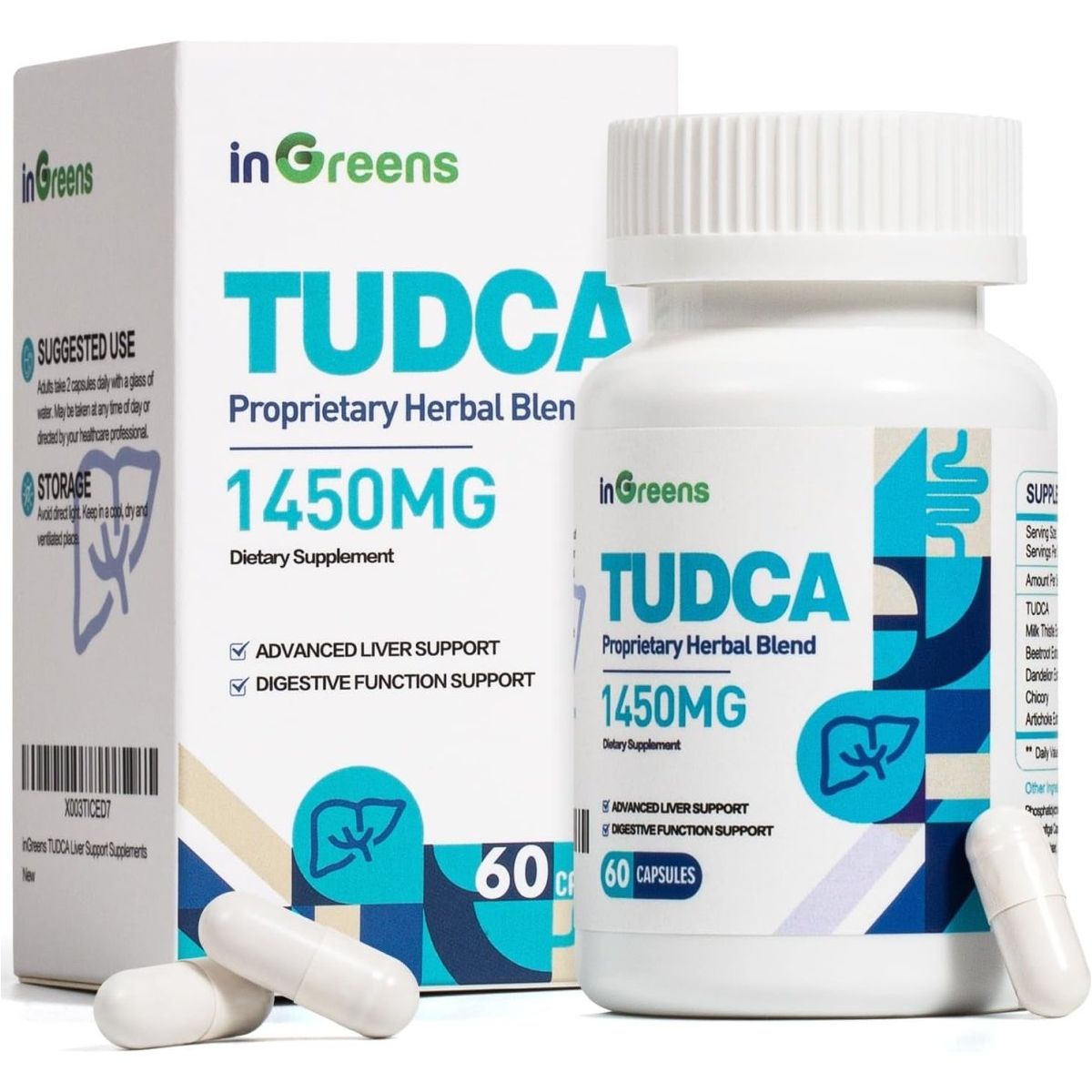 1450MG TUDCA Liver Supplement, Bile Salts Liver Support Supplement Complex, 60 Capsules - Suppviv
