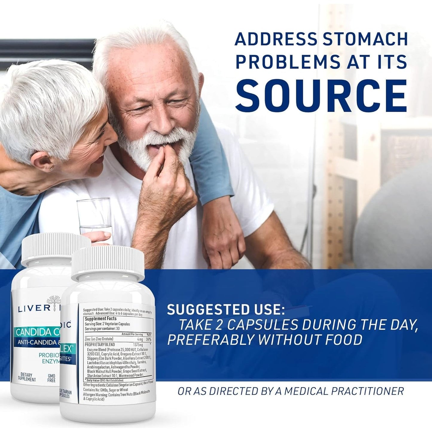 Candida Complex Oregano Oil, Digestive Enzymes, Candida Cleanse, 60 Vegetarian Capsules