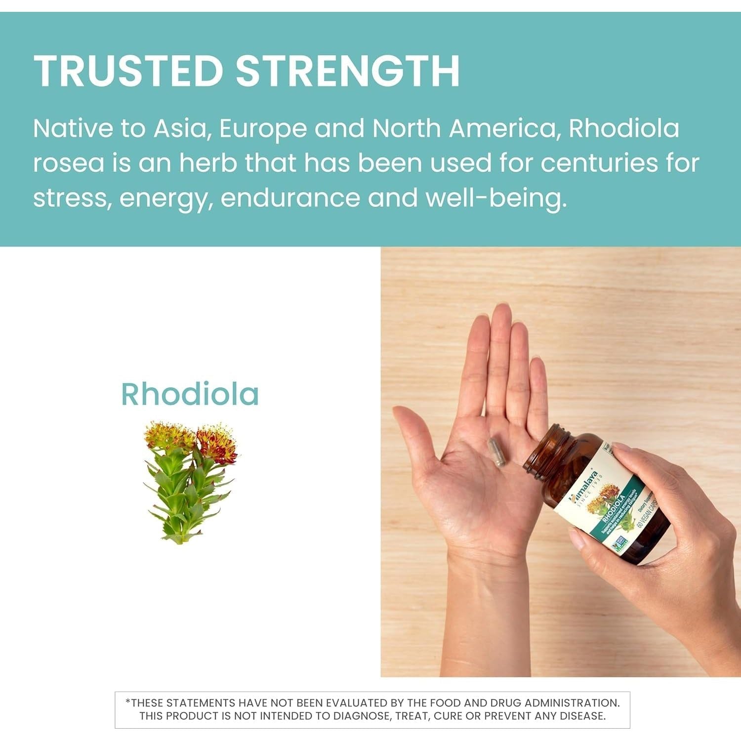Himalaya Rhodiola Rosea for Energy and Stress and Exercise Endurance, 250 Mg, 60 Capsules