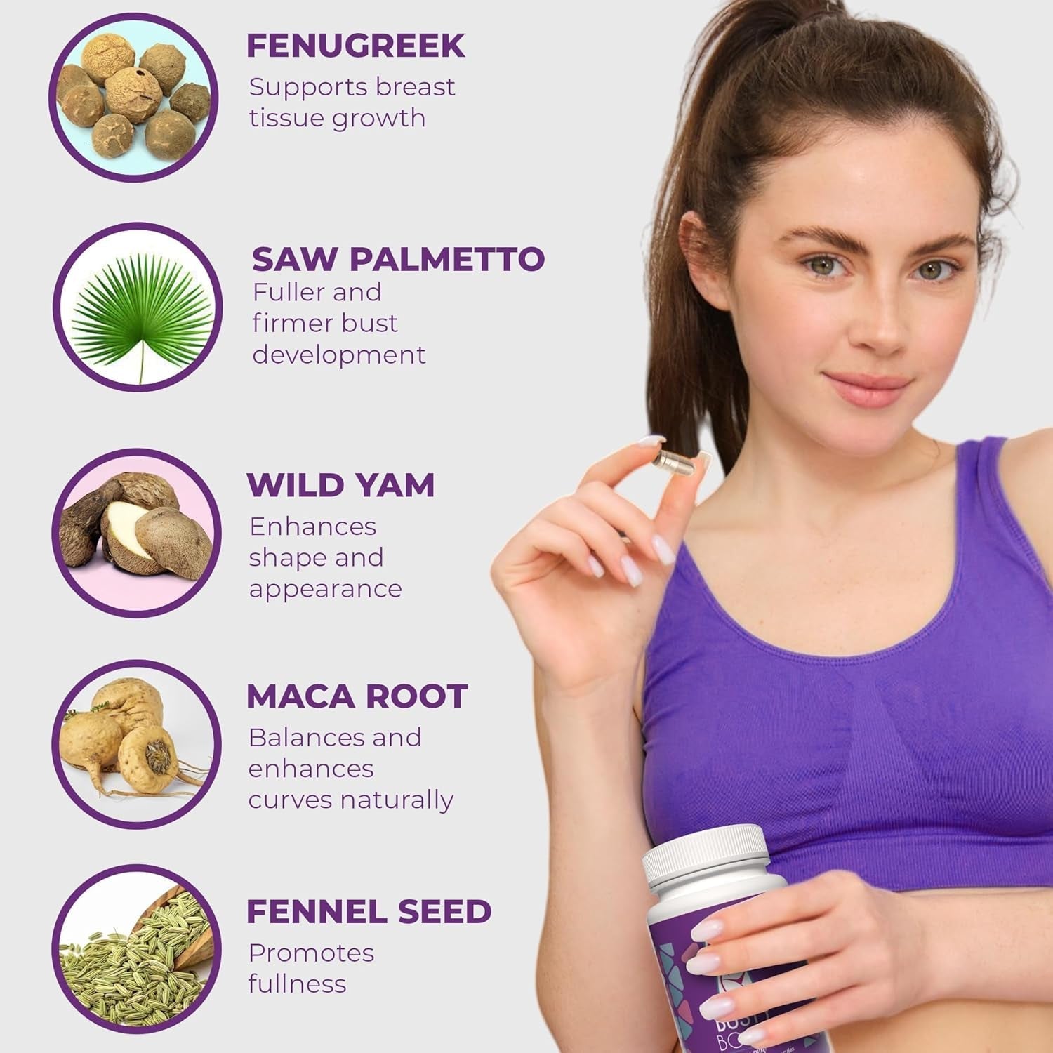 Busty Boost Breast Enhancement Pills - Enhancement & Enlargement Pills for Bigger Boobs & Growth. Made in USA