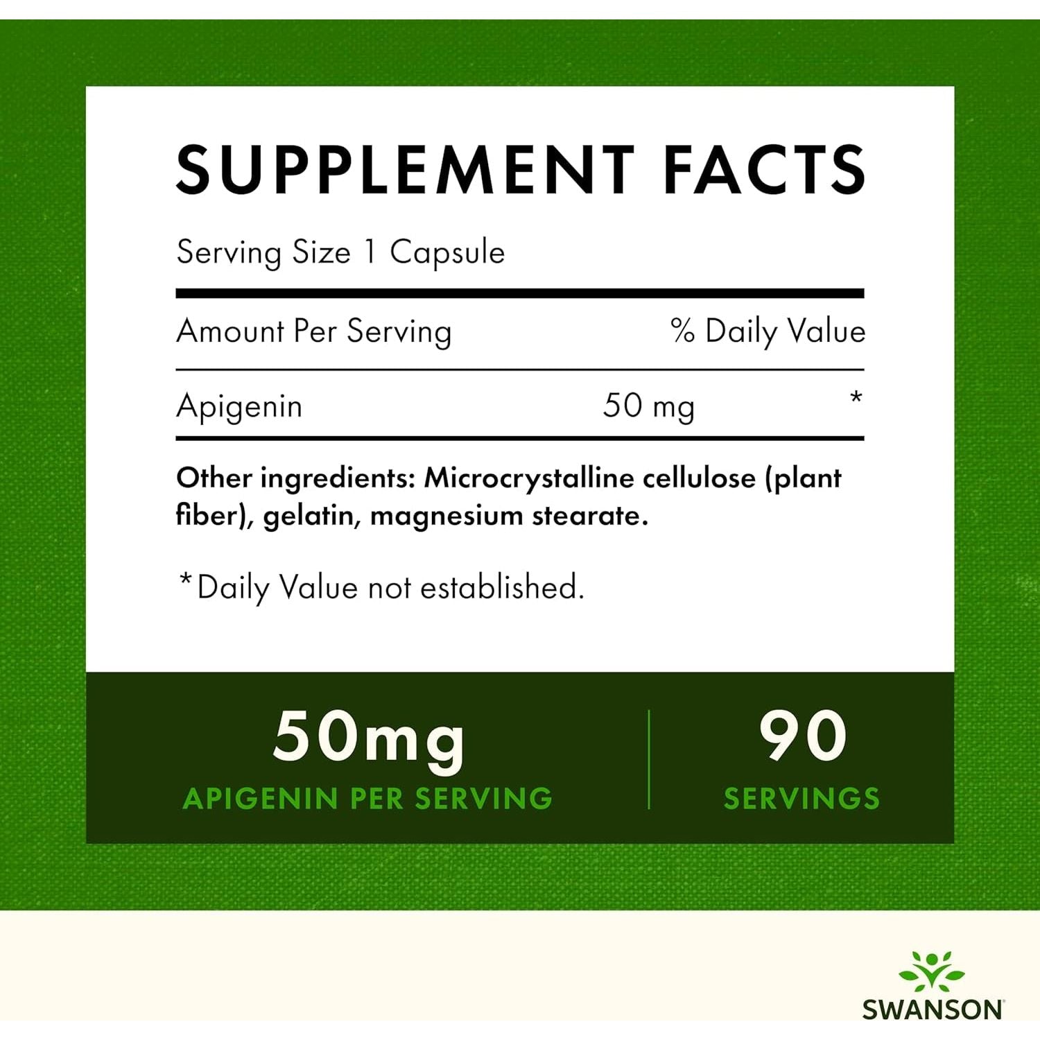 Swanson Apigenin Supplement 50Mg Capsules (90 Count)