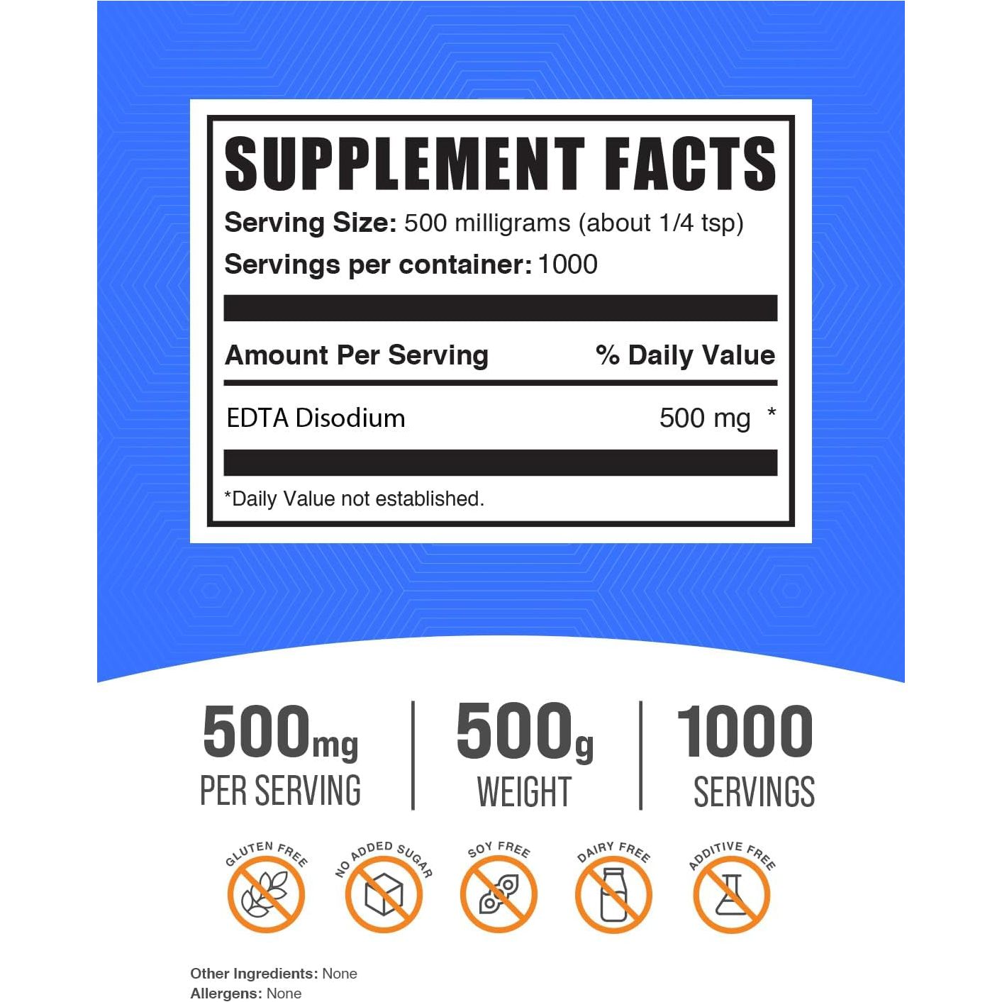 Bulksupplements.Com Disodium EDTA Powder - 500Mg per Serving (1.1 Lbs) 