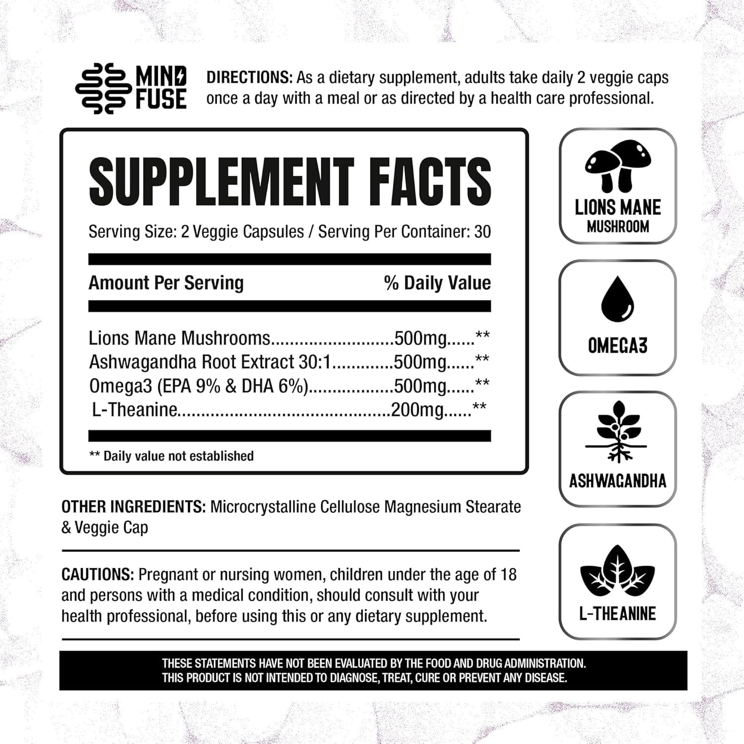 Nootropic Memory Booster Supplement for Adults 60 Capsules