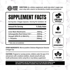 Nootropic Memory Booster Supplement for Adults 60 Capsules