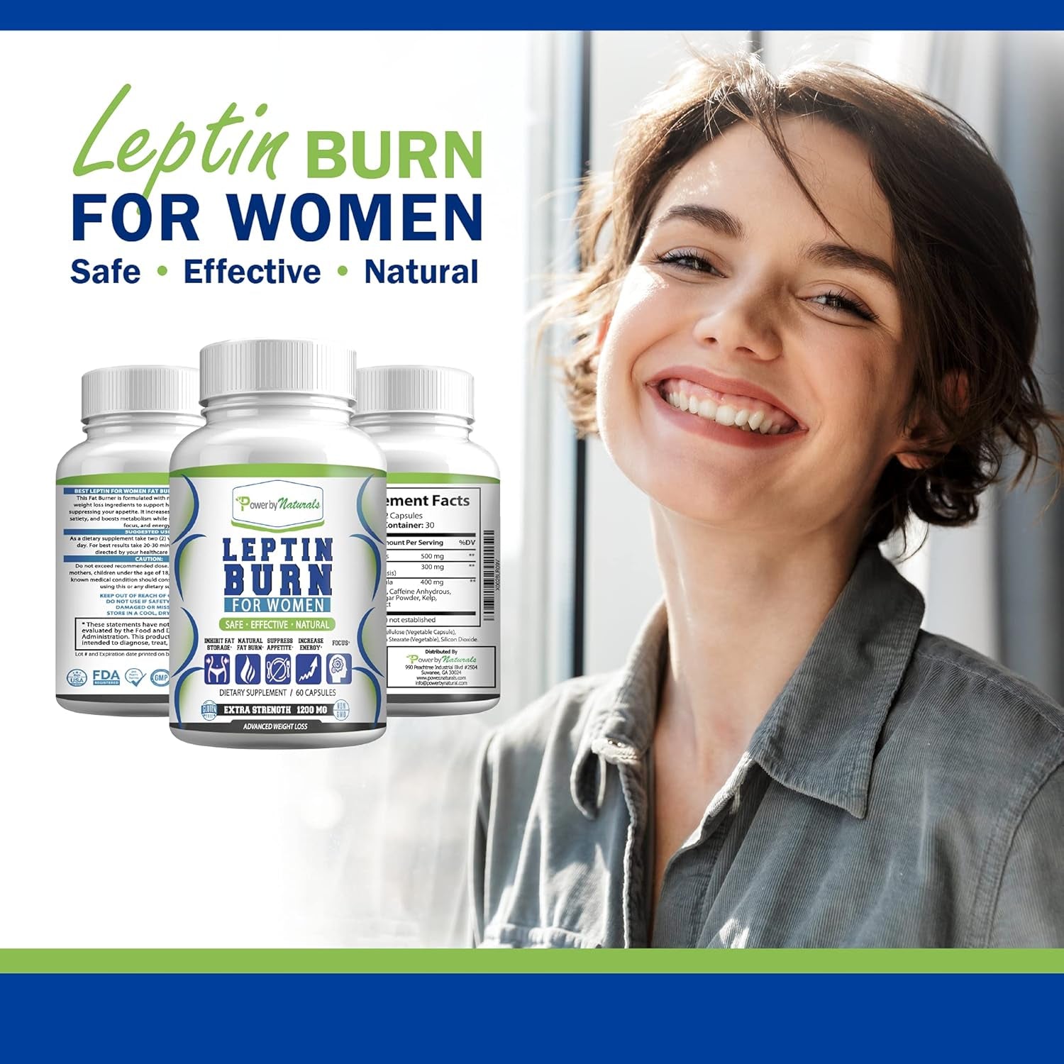 Power by Naturals Advanced Leptin Supplements for Weight Loss for Women 60 Capsules