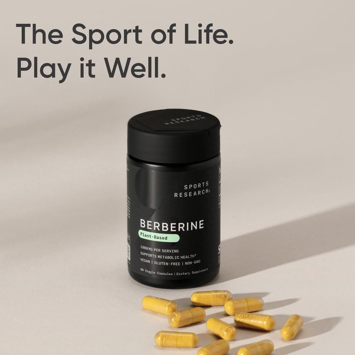 Sports Research Berberine - Herbal Ayurvedic Metabolic Health Support - 1000 Mg - 60 Capsules