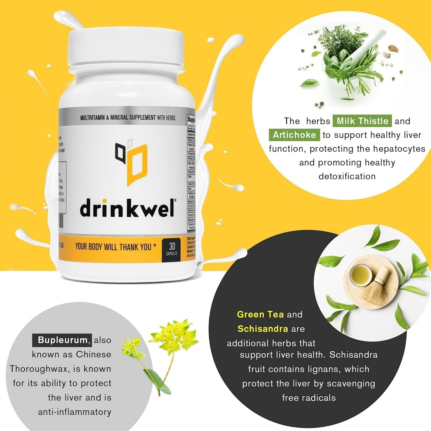 Drinkwel for Liver Support & Detox Multivitamin, 90 Count