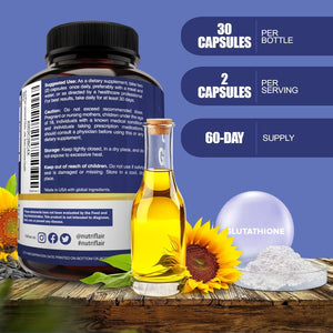Nutriflair Liposomal Glutathione Supplement Setria® 700Mg - Pure Reduced, Stable Form L-Glutathione Reductase (GSH) 60 Capsules