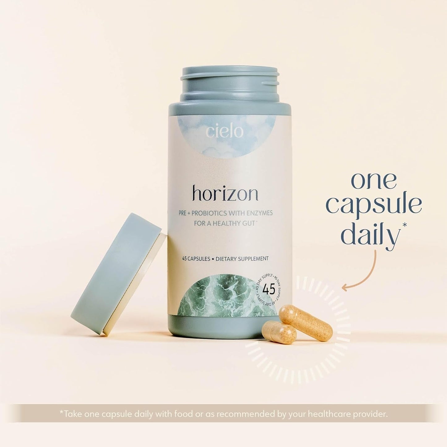 Cielo Daily Horizon Prebiotics - Daily Probiotics 20 Billion CFU for Adults Gut Health (45 Day Supply)