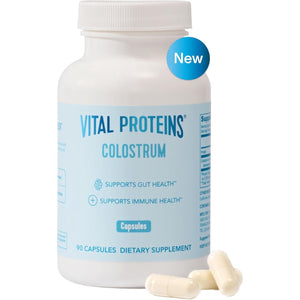 Vital Proteins Bovine Colostrum Supplement 90 Capsules for Gut Health, Immune Support, Unflavored, 30 Servings