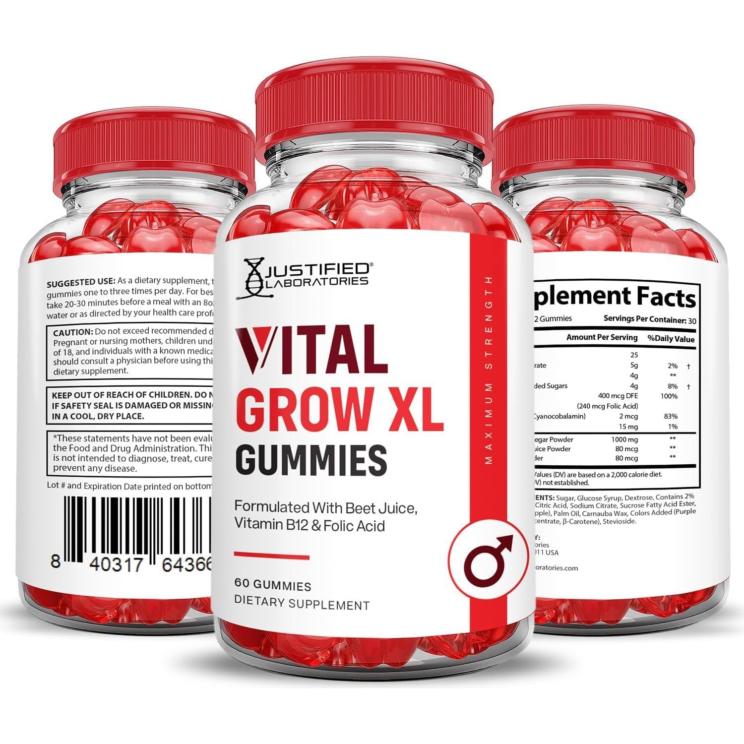 Vital Grow XL Performance Gummies 1000MG 60 Gummys