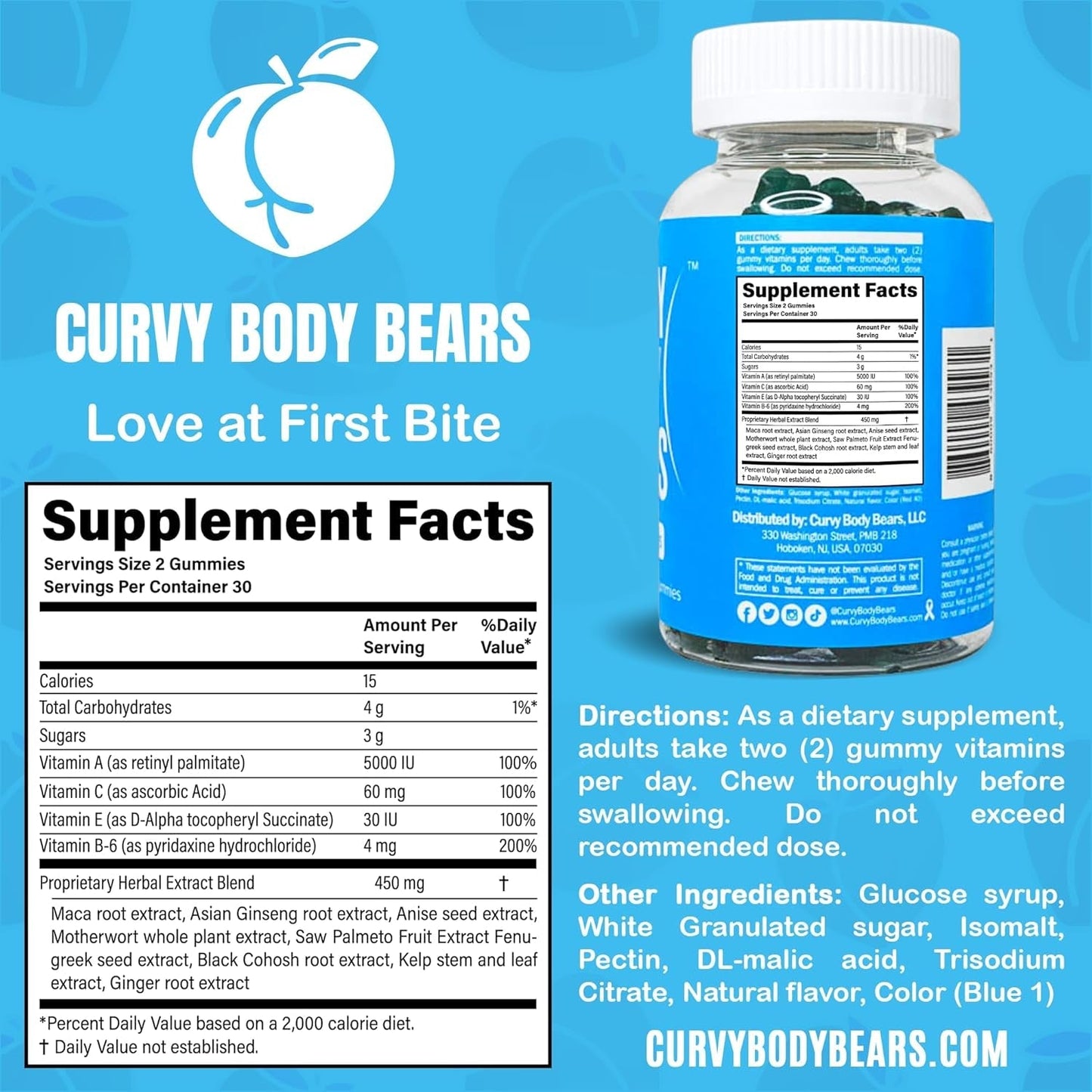 Bum Gummies for Women | Workout Support Gummy | Fitness Supplement | Berry Flavored (60 Count)