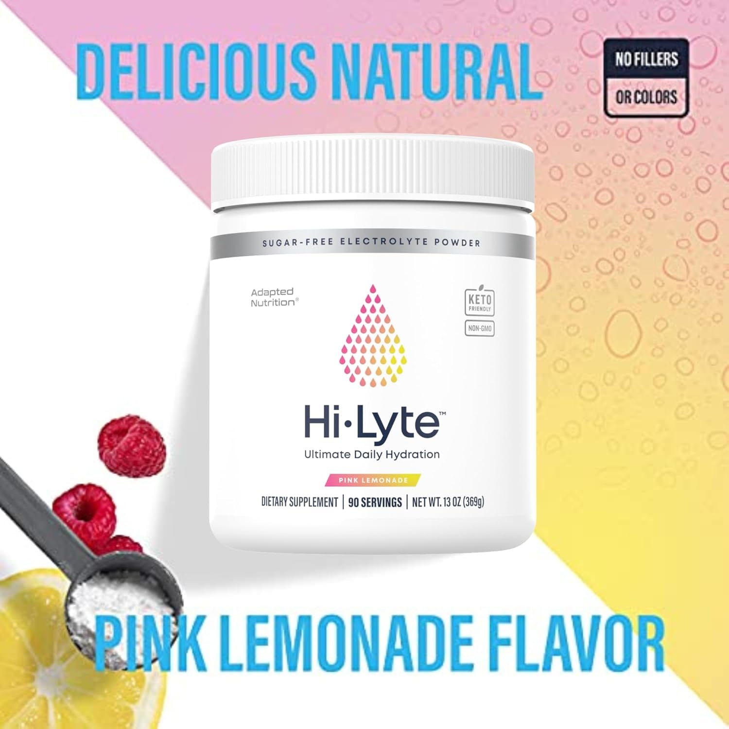 Hi-Lyte Electrolytes Powder, Pink Lemonade Daily Hydration Supplement Drink Mix, 90 Servings