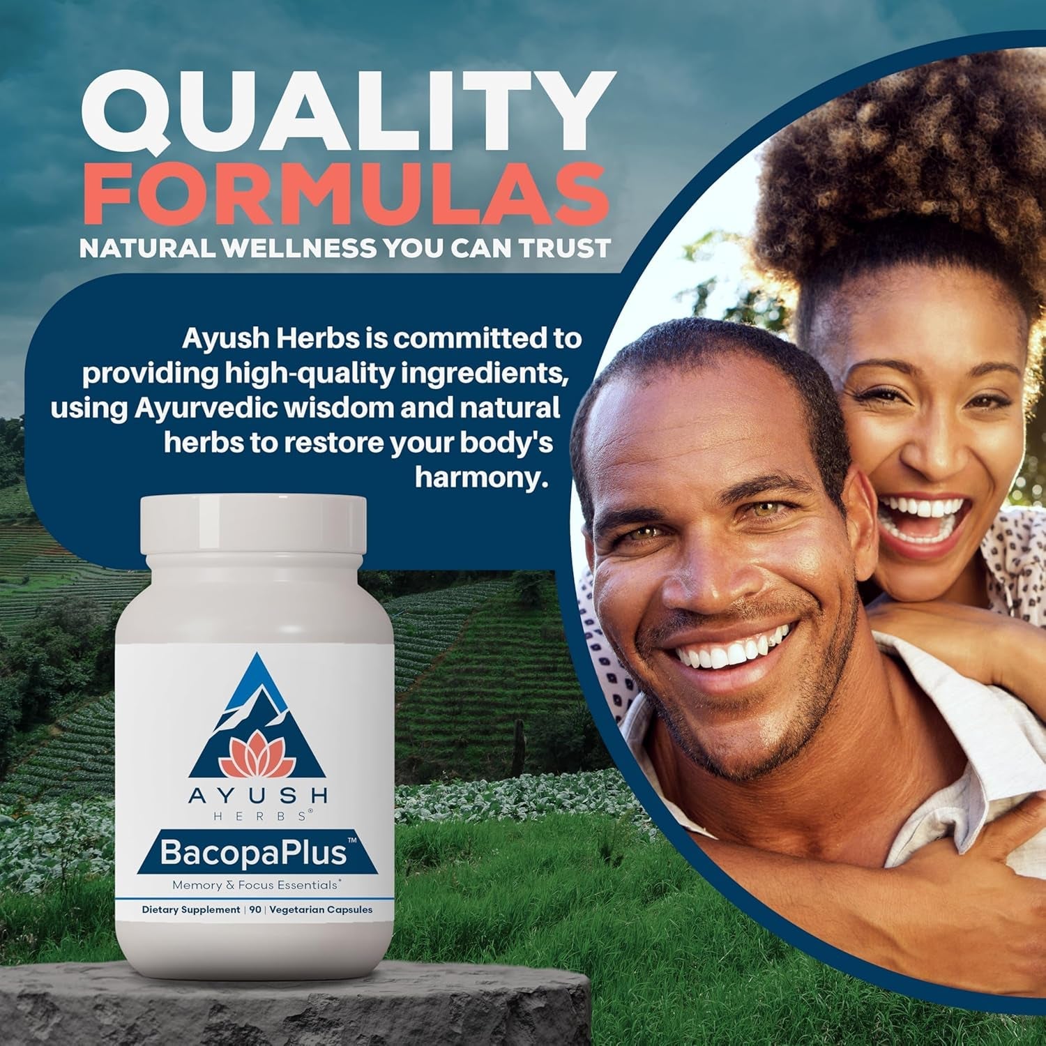 Ayush Herbs Bacopaplus - Bacopa Supplements, Organic Bacopa for Memory & Focus, Cognitive Support Pill 90 Capsules
