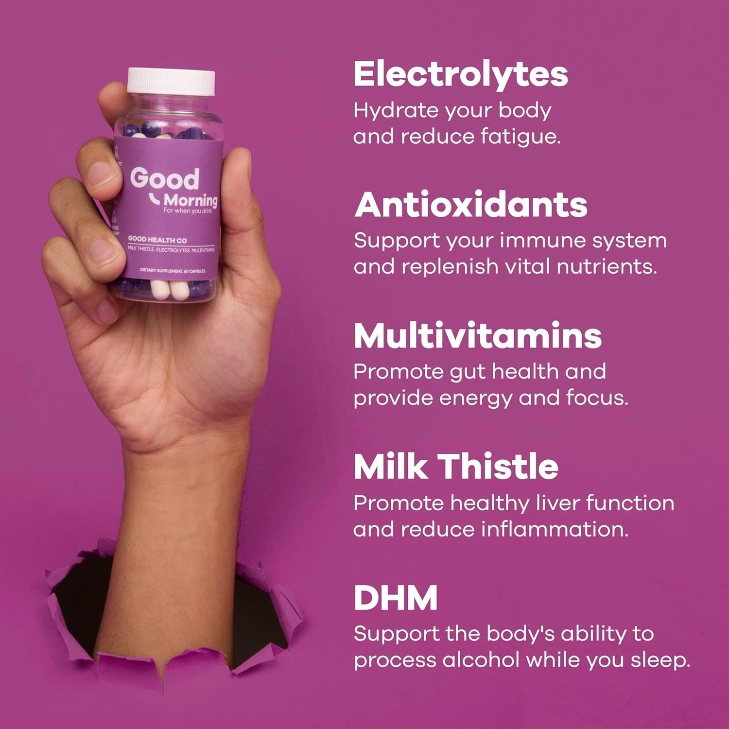 Good Morning - Drink Tonight, Thrive Tomorrow | Post-Drinking Relief, Liver Support and Hydration Recovery