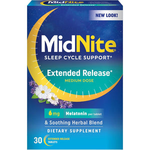 Midnite Extended Release Medium Dose 6 Mg Melatonin Sleep Aid 30 Tablets