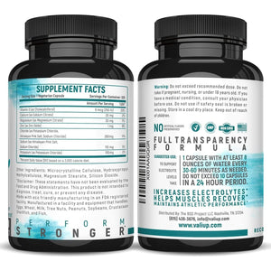 VALI Electrolyte Salts Rapid Oral Rehydration Replacement Pills 120 Capsules