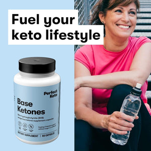 Perfect Keto Exogenous Ketones Capsules, Gluten Free BHB Salts Supplement for Ketosis & Fasting 60 Count