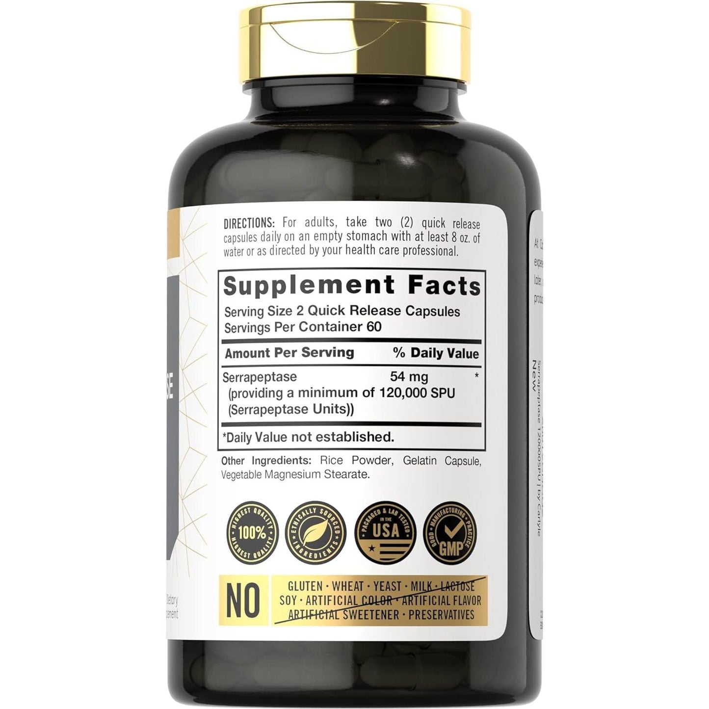 Carlyle Serrapeptase 120000 SPU | 120 Capsules | Supports Sinus Health | Gluten Free Enzyme Supplement