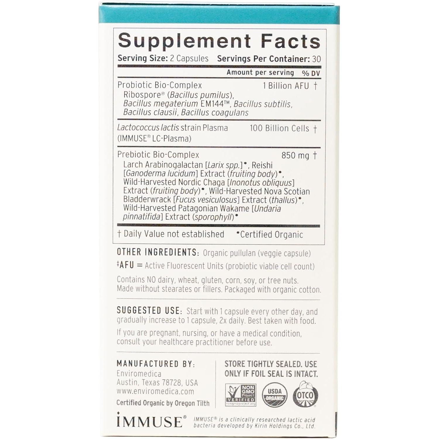 Enviromedica Terraflora Deep Immune SBO Probiotic + Prebiotic Supplement (60Count)