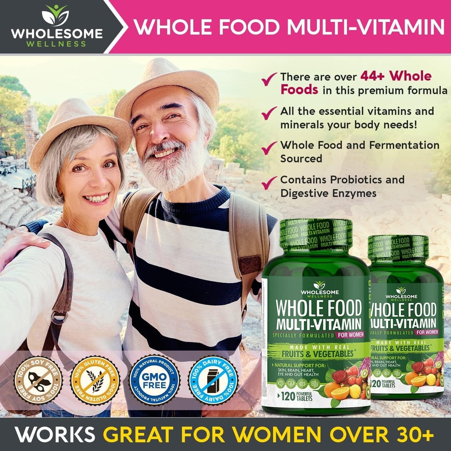 Wholesome Wellness Whole Food Multivitamin for Women - 120 Tablets