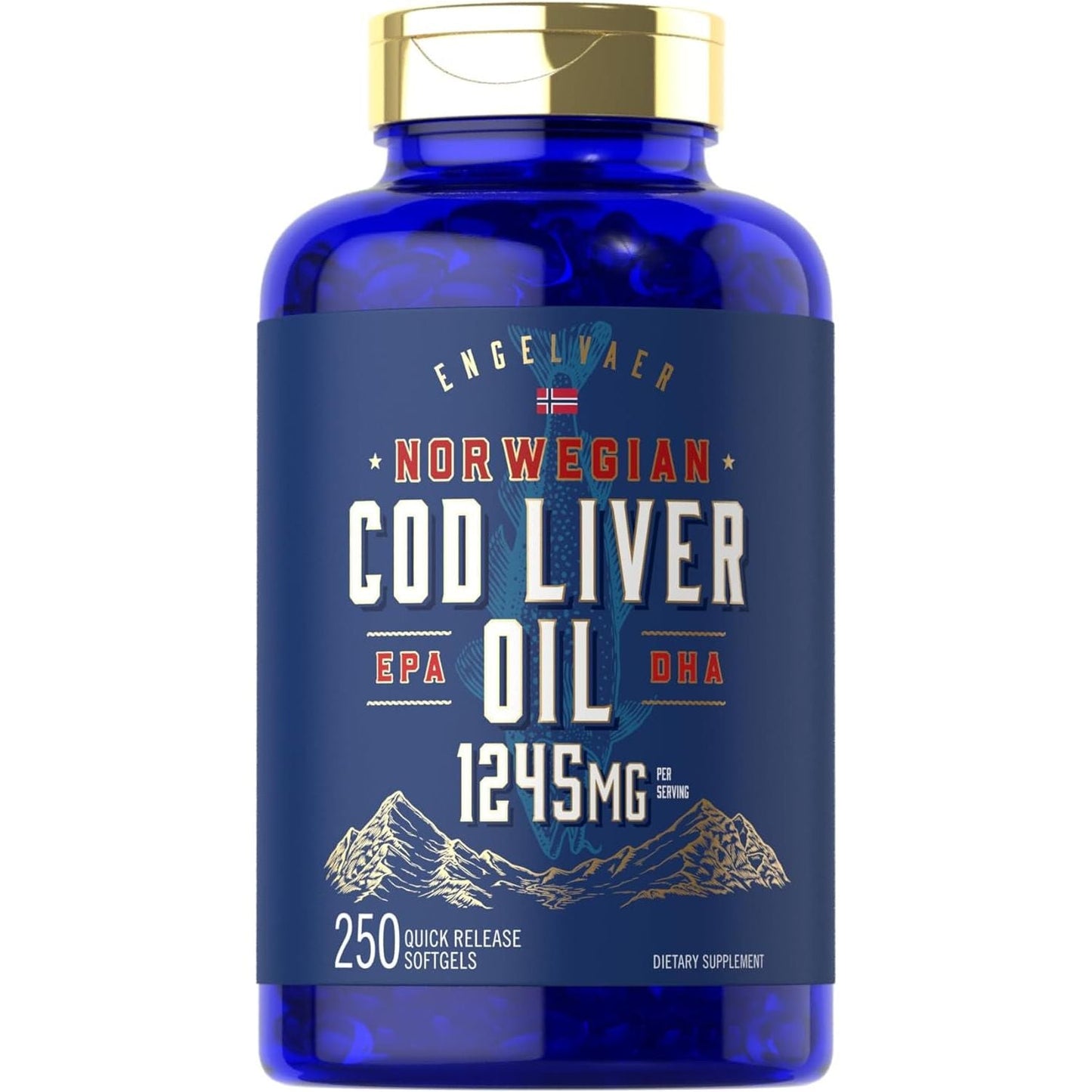 Carlyle Cod Liver Oil Softgels | 1245Mg | 250 Count | Norwegian | Non GMO, Gluten Free