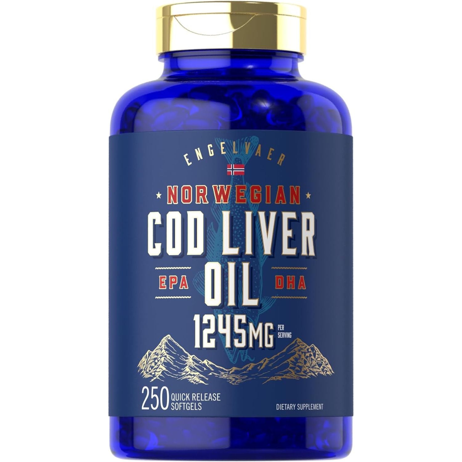 Carlyle Cod Liver Oil Softgels | 1245Mg | 250 Count | Norwegian | Non GMO, Gluten Free