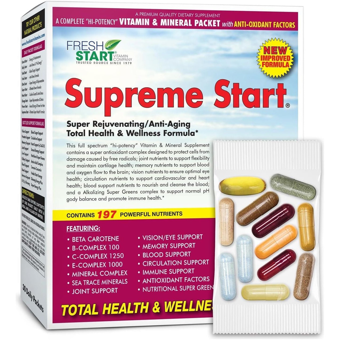 Supreme Start Complete Daily Vitamin Pack | Anti-Aging & Rejuvenation, Skin Booster & Joint Support (30 Packets)