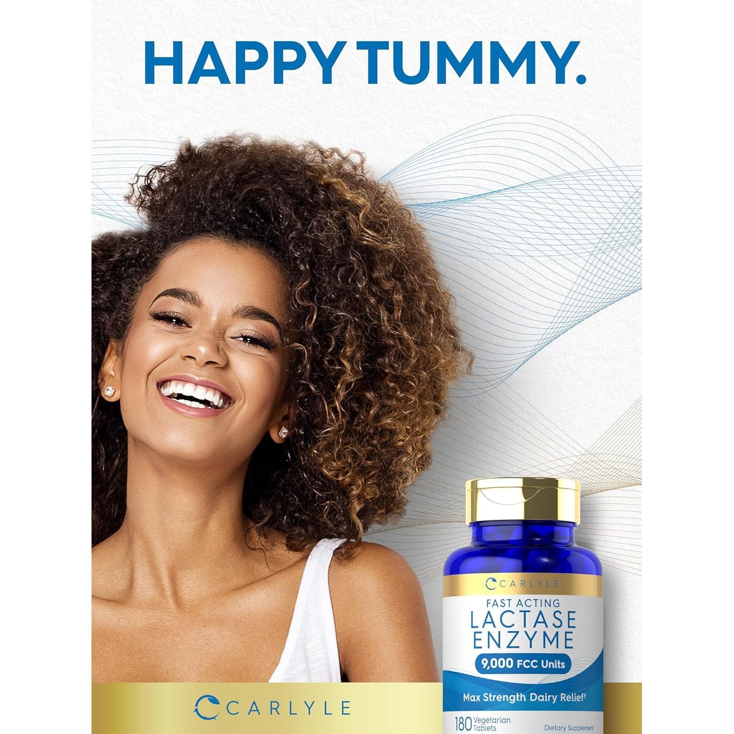 Carlyle Lactase Enzyme Pills 9000 FCC | 180 Tablets | Fast Acting Dairy Relief Supplement