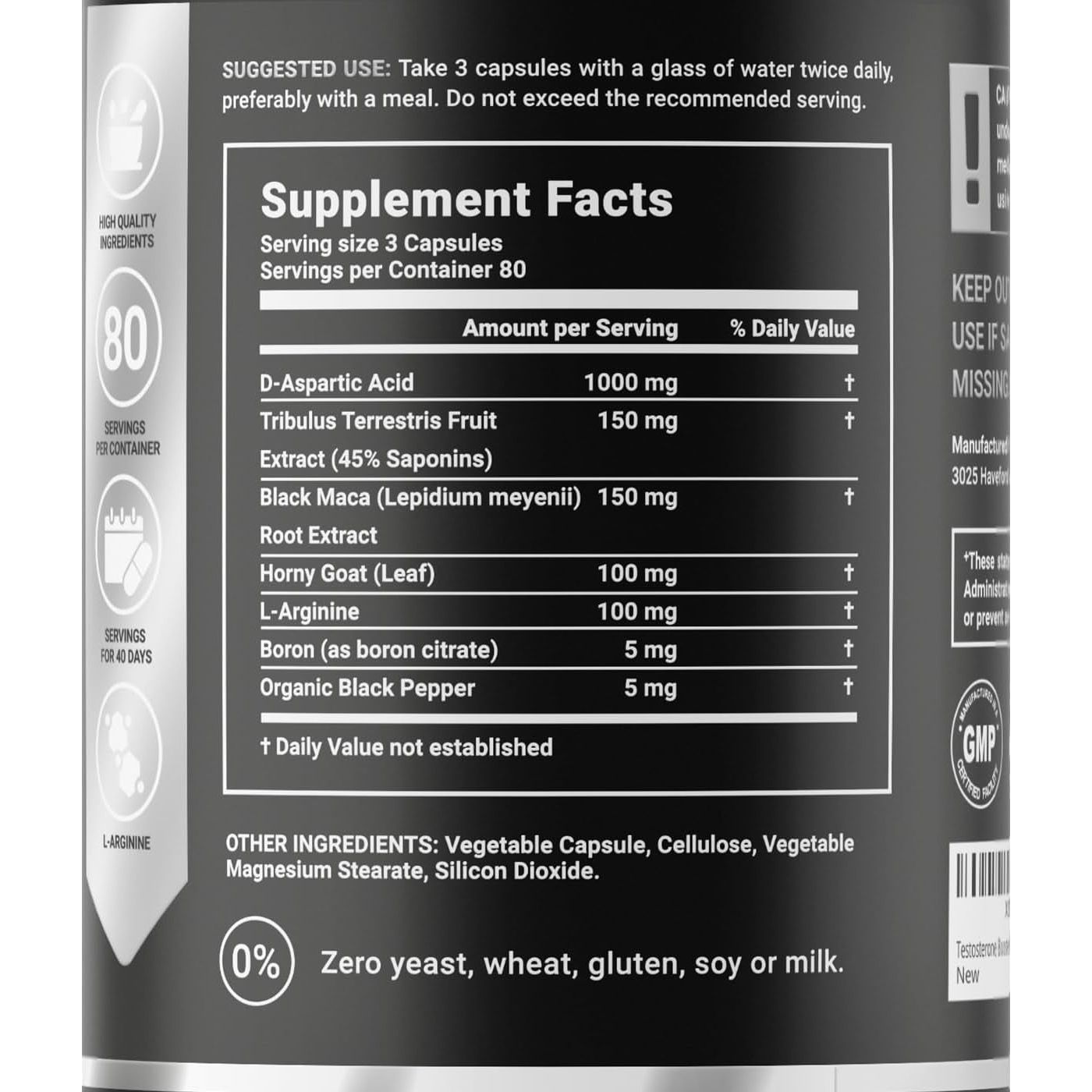 Testosterone Booster for Men - Stamina, Endurance, Muscle Growth & Strength 240 Caps